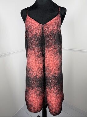 Double Zero Coral & Black Abstract Print Shift Dress
